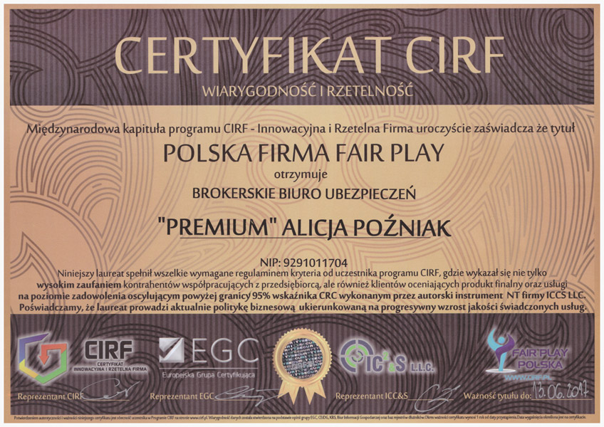 Certyfikat CIRF